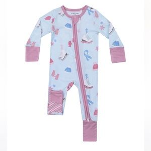 EUC Angel Dear Ice Skating 2 Way Zipper Footie Pajama